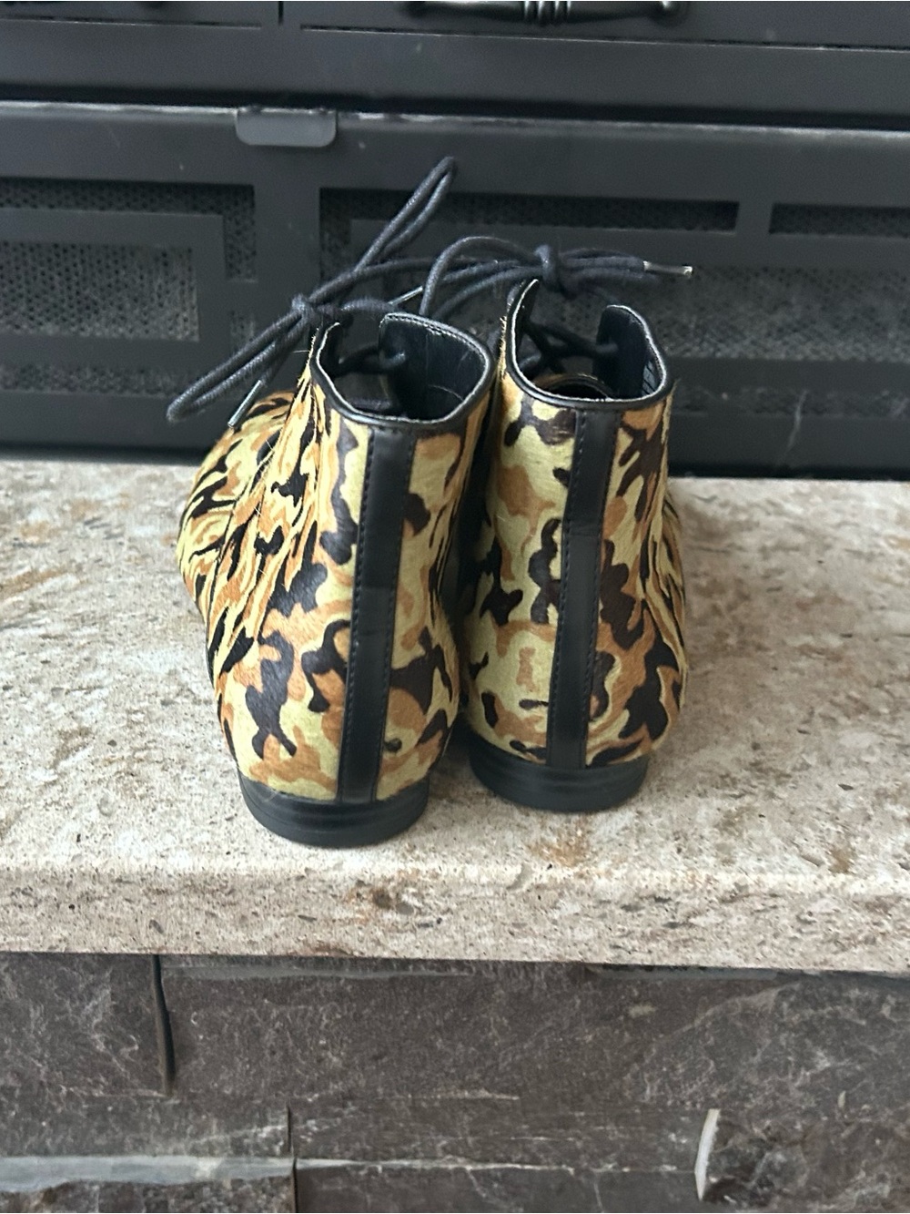 LOGO by Lori Goldstein “Adrienne” Lace-up Camo Calf Hair Booties - Picture 5 of 7